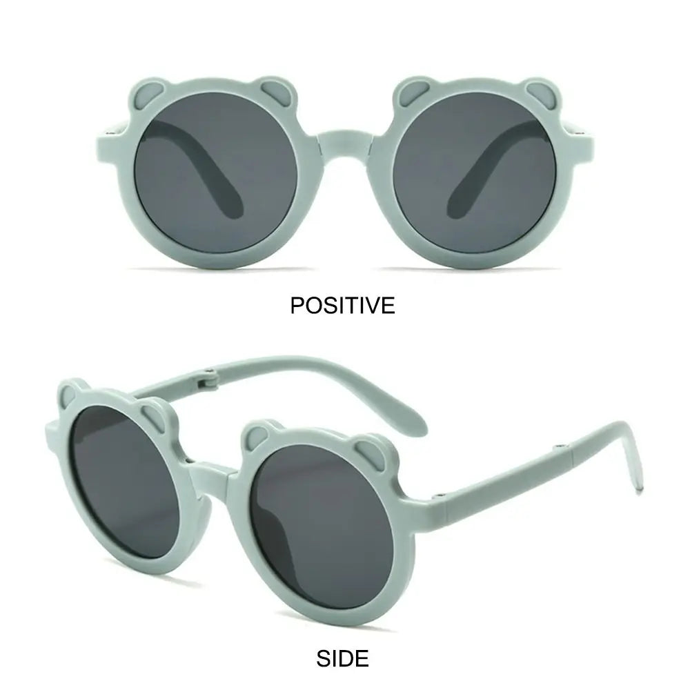 Lunettes de soleil pliables rondes en forme d’ours pour enfants