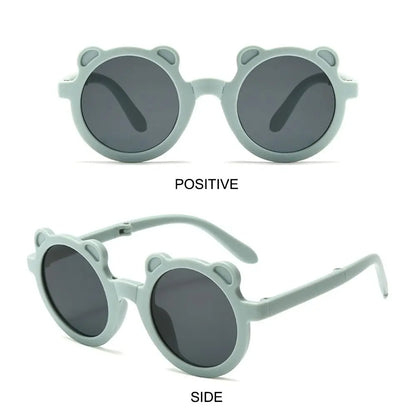 Lunettes de soleil pliables rondes en forme d’ours pour enfants