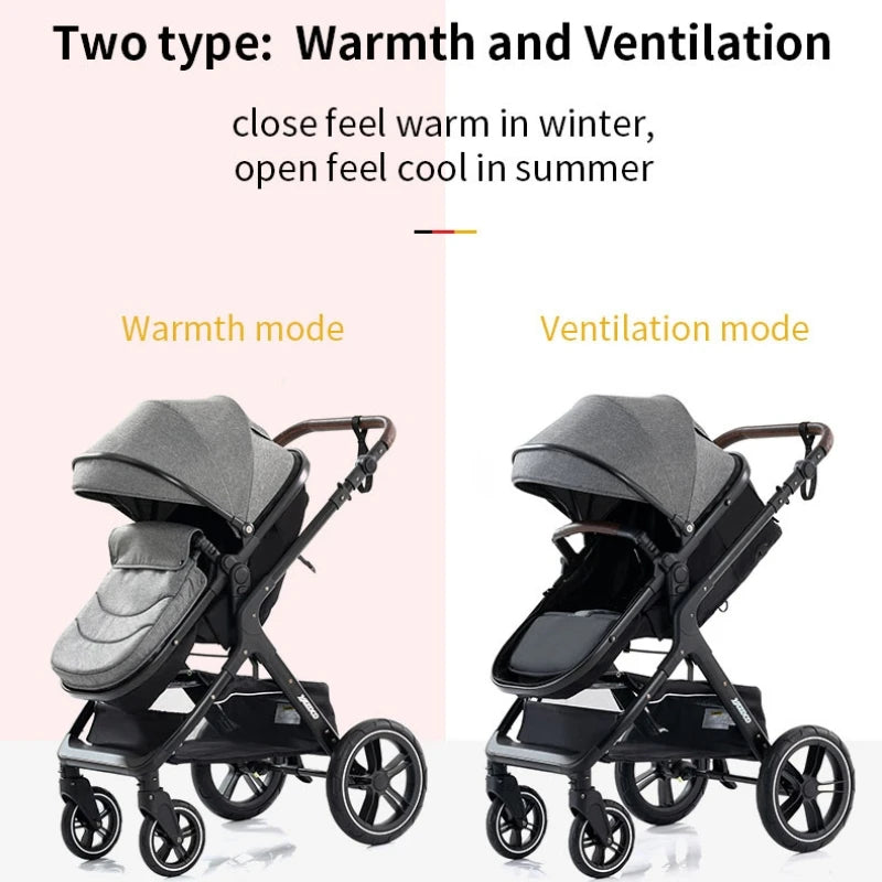 Poussette luxueuse 3 en 1 pour nouveau-né pliable