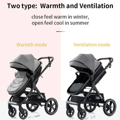 Poussette luxueuse 3 en 1 pour nouveau-né pliable