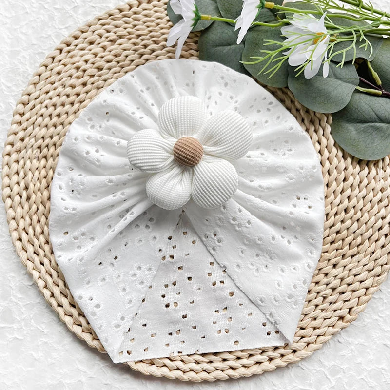 Turban respirant à fleurs pour bébé fille