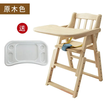 Chaise haute en bois pliable pour bébé