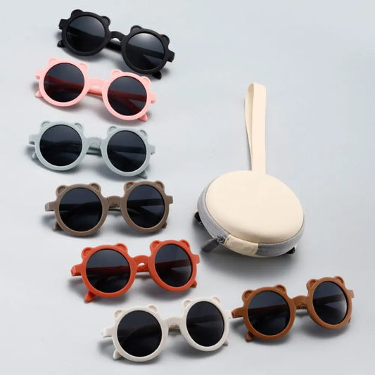 Lunettes de soleil pliables rondes en forme d’ours pour enfants
