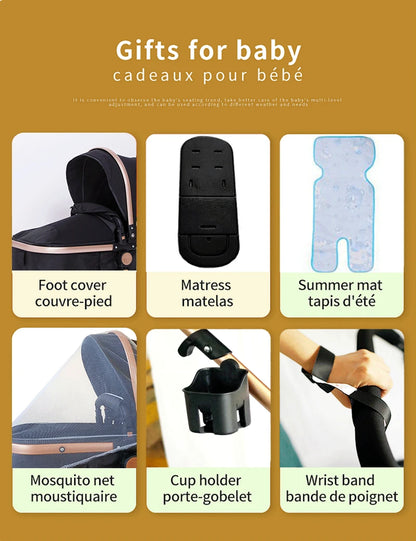 Poussette trio 3 en 1 pour bébé pliable