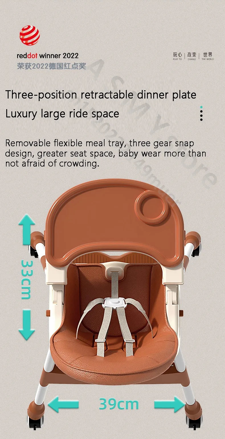 Chaise bébé haute pliable et réglable