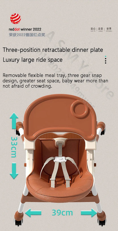 Chaise bébé haute pliable et réglable