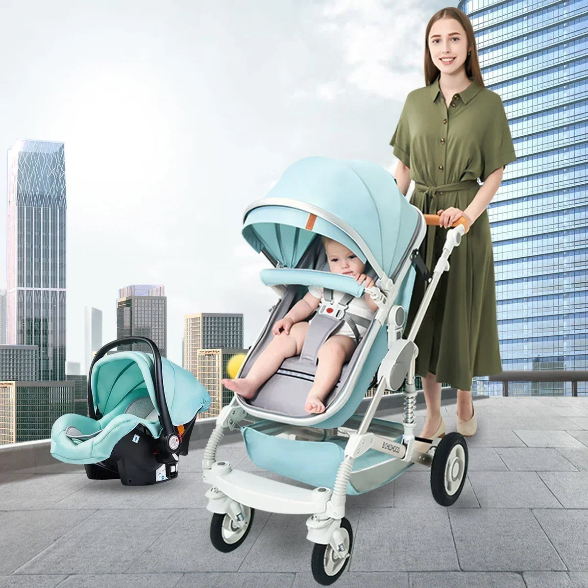 Poussette pliable multifonctionnelle pour bébé