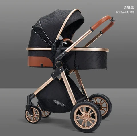 Poussette de bébé en cuir et aluminium