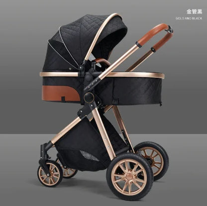 Poussette de bébé en cuir et aluminium