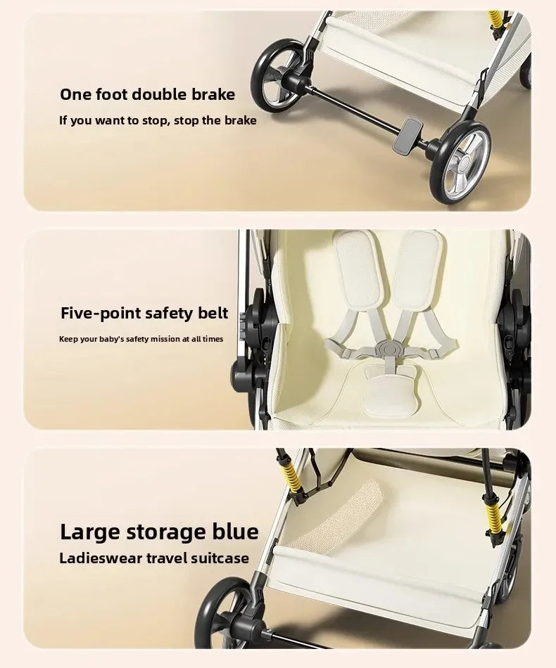 Poussette de luxe portable pour bébé