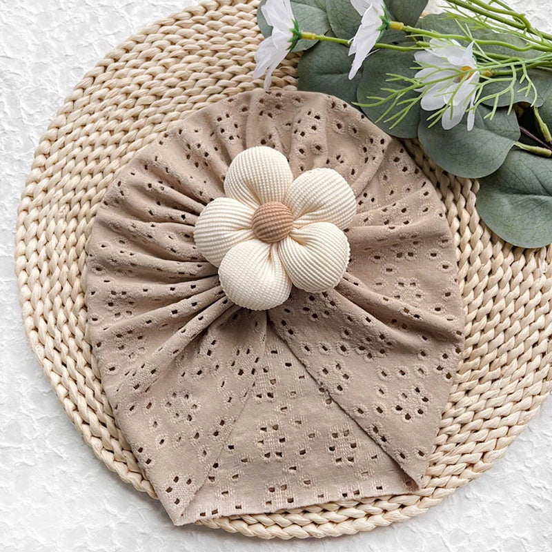 Turban respirant à fleurs pour bébé fille