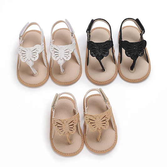 Sandales à paillettes détail papillon pour bébé fille
