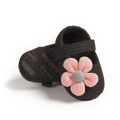 Chaussures en coton à motif de fleur pour nouveau-né