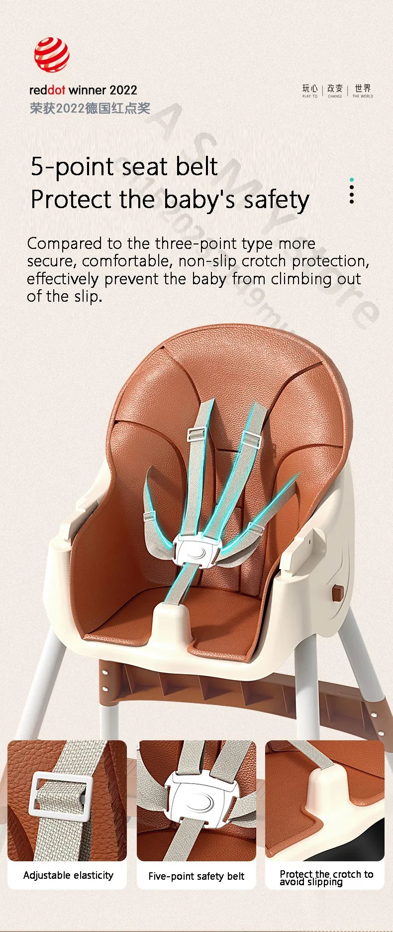 Chaise bébé haute pliable et réglable