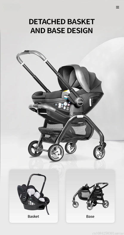 Poussette bébé 3 en 1, siège auto pour enfants, poussette pour nouveau-né, portable, légère