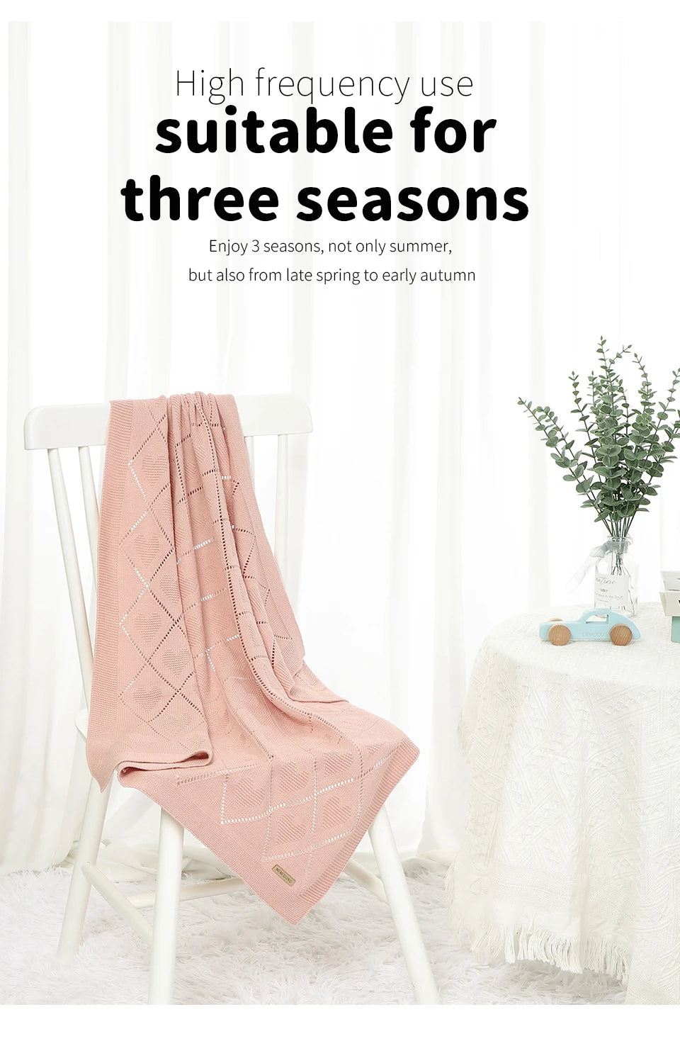 Couverture tricotée en coton pour bébé
