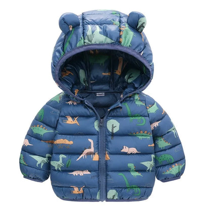Doudoune bébé garçon bleu avec capuche à petites oreilles