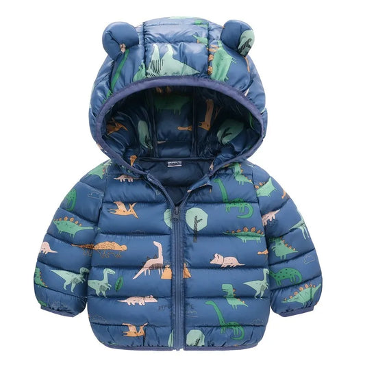 Doudoune bébé garçon bleu avec capuche à petites oreilles
