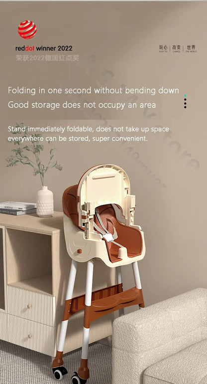 Chaise bébé haute pliable et réglable