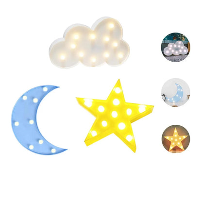 Lampe LED 3D en forme de lune et de nuage