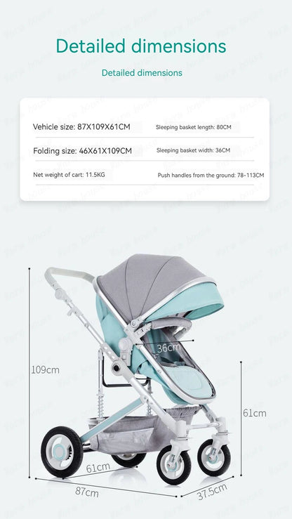 Poussette de luxe réversible pour bébé