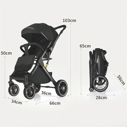 Poussette de bébé pliable à 4 roues