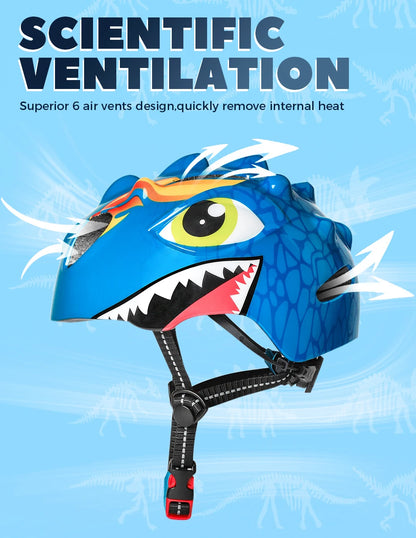 Casque de vélo à motif de dinosaure 3D pour enfants
