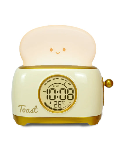 Veilleuse grille pain avec horloge numérique et alarme