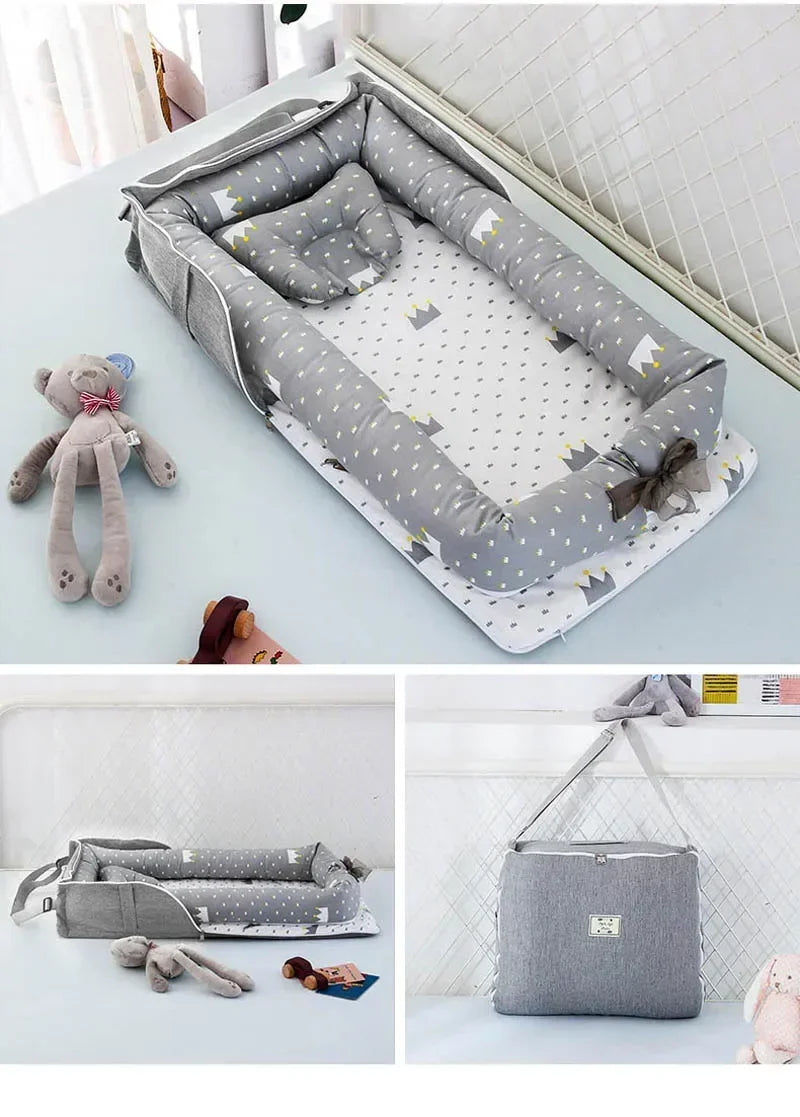 Réducteur de lit bébé pliable gris