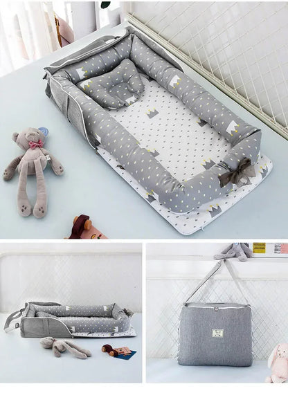 Réducteur de lit bébé pliable gris