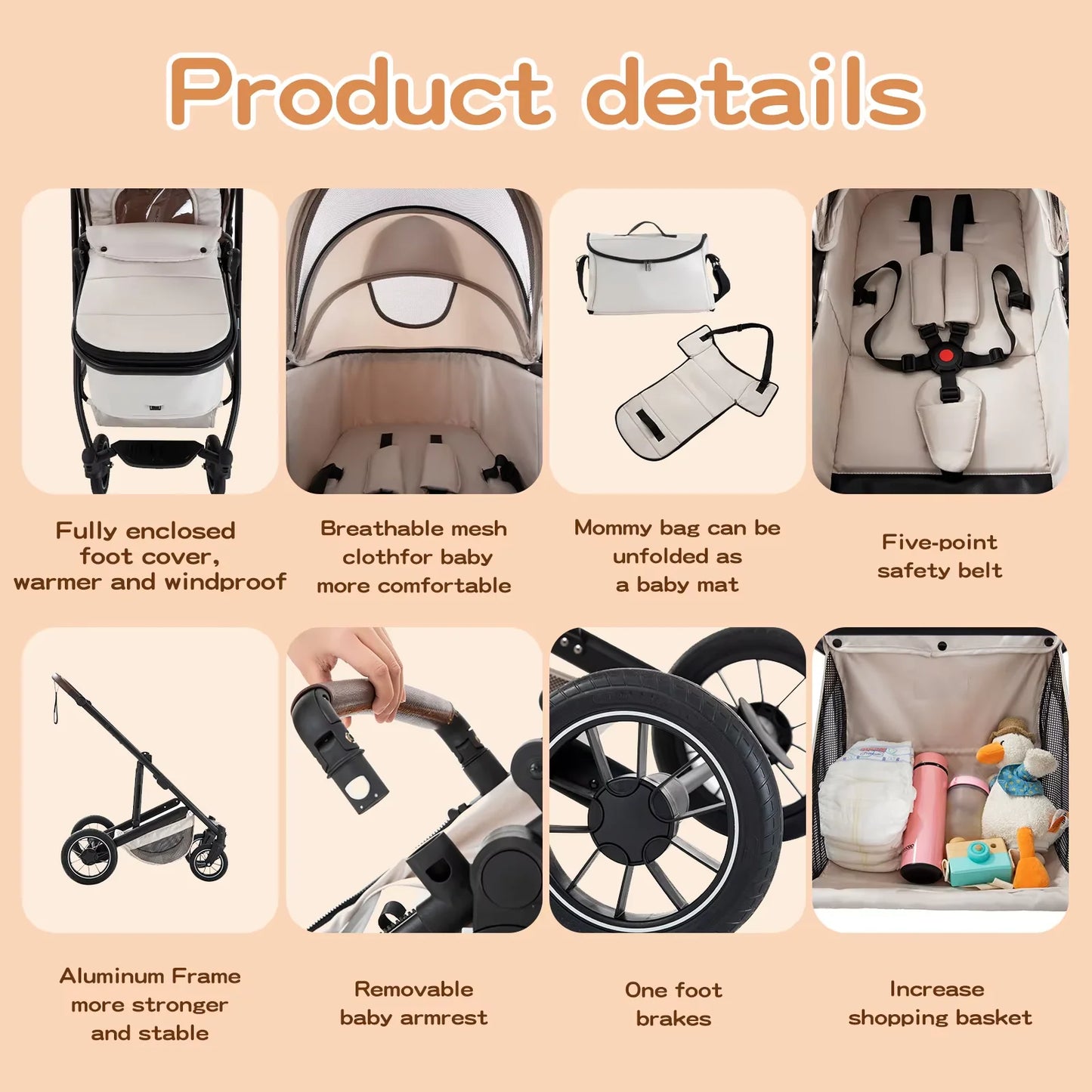 Poussette 3-en-1 moderne pour bébé