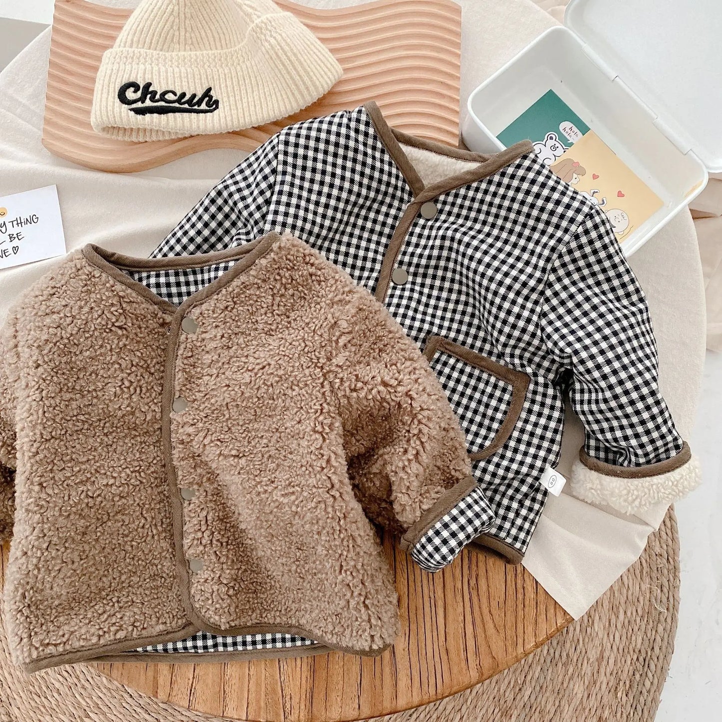 Veste plaid double face pour bébé