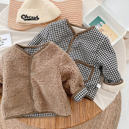 Veste plaid double face pour bébé
