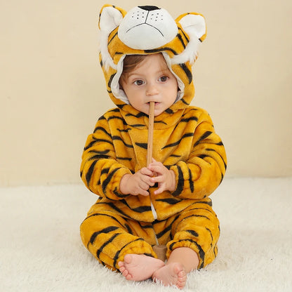 Combinaison pyjama doux à capuche d’animaux pour bébé