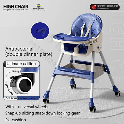 Chaise bébé haute pliable et réglable