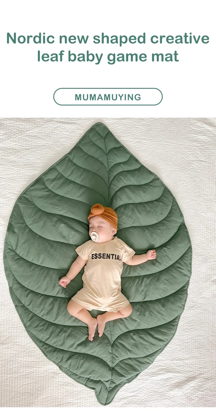 Tapis de sol en coton en forme de belle feuille pour bébé