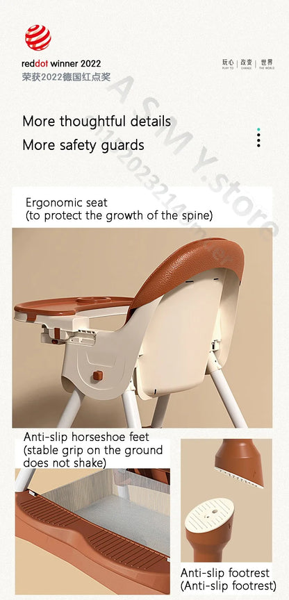 Chaise bébé haute pliable et réglable