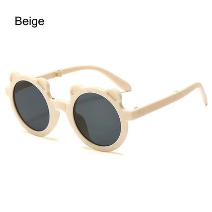 Lunettes de soleil pliables rondes en forme d’ours pour enfants