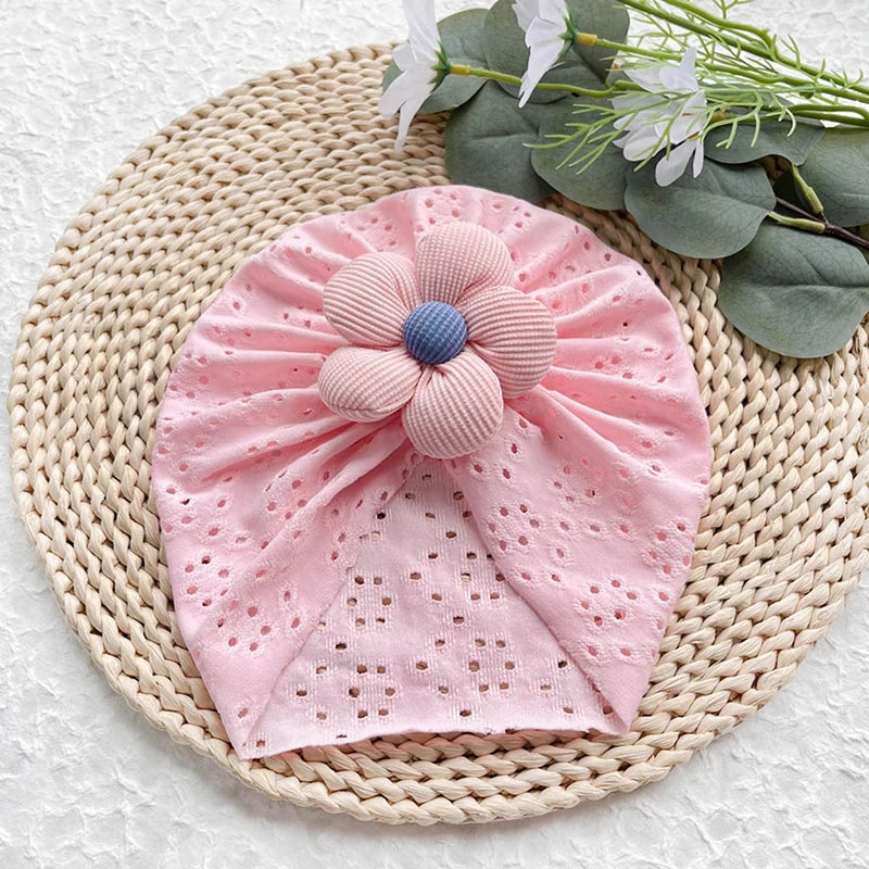 Turban respirant à fleurs pour bébé fille