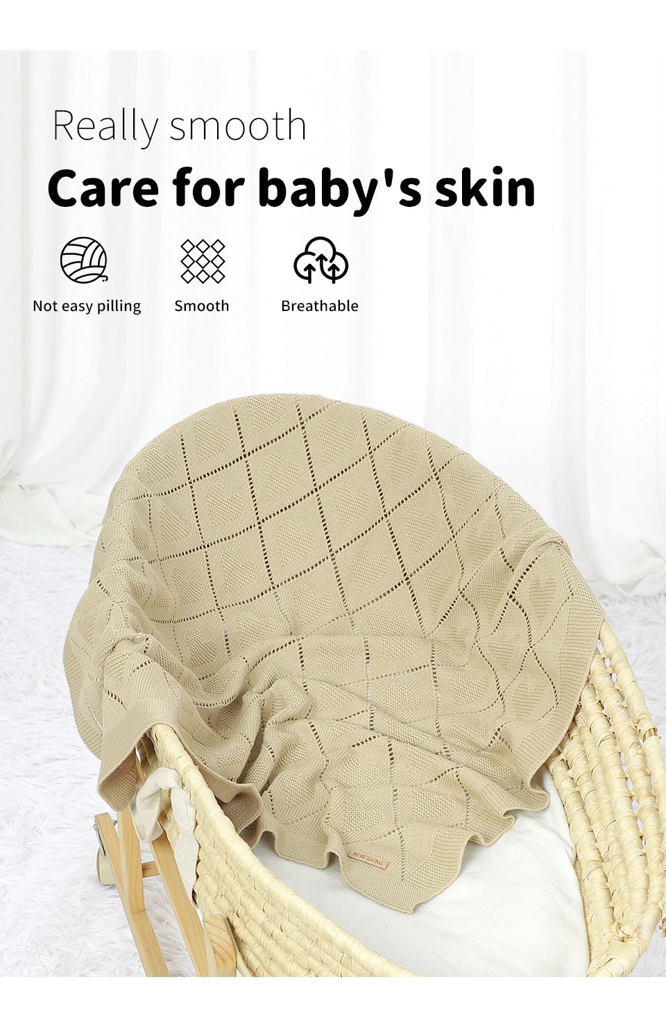Couverture tricotée en coton pour bébé