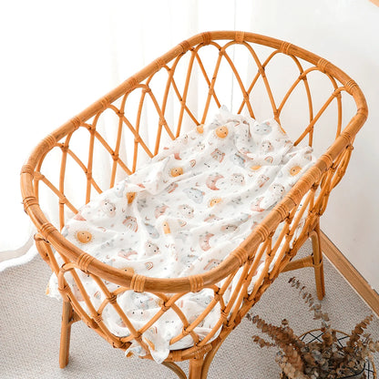 Couverture à langer en mousseline de bambou et coton pour bébé