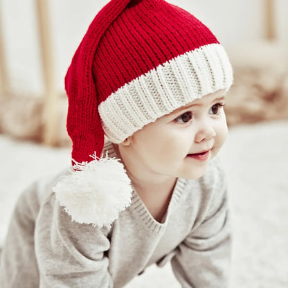 Joli Bonnet de Noël à pompon unisexe pour maman et bébé