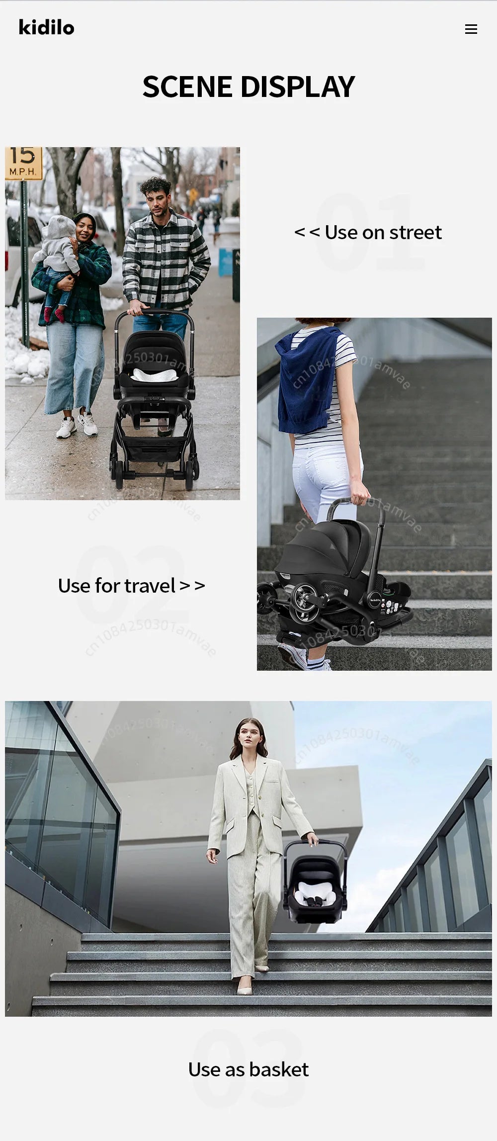 Poussette Portable 3 en 1 pour bébé