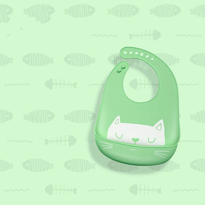Bavoir en silicone imperméable à motif de chat pour bébé