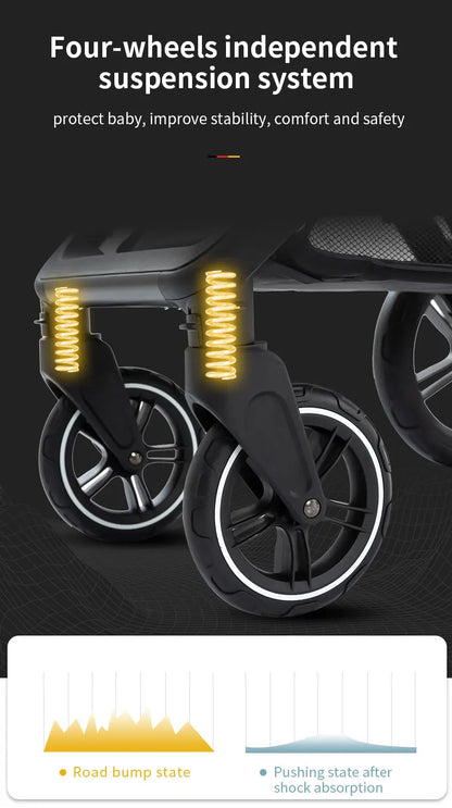 Poussette luxueuse 3 en 1 pour nouveau-né pliable