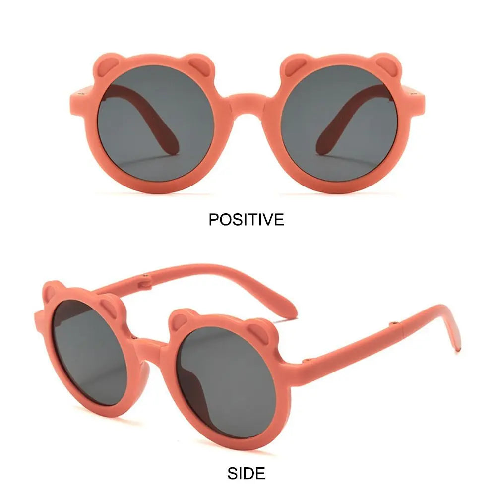 Lunettes de soleil pliables rondes en forme d’ours pour enfants