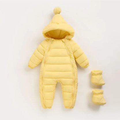 Doudoune bébé barbotteuse rouge avec capuche et chaussons