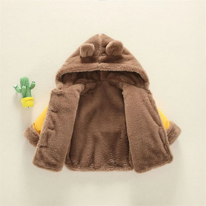 Manteau épais chaud en velours à capuche motif oreille d’ours