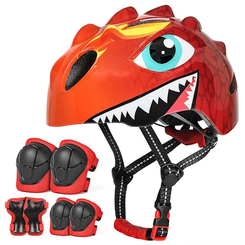 Casque de vélo à motif de dinosaure 3D pour enfants