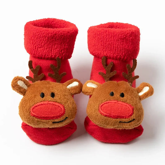 Chaussettes petits rennes de noël en coton pour enfants